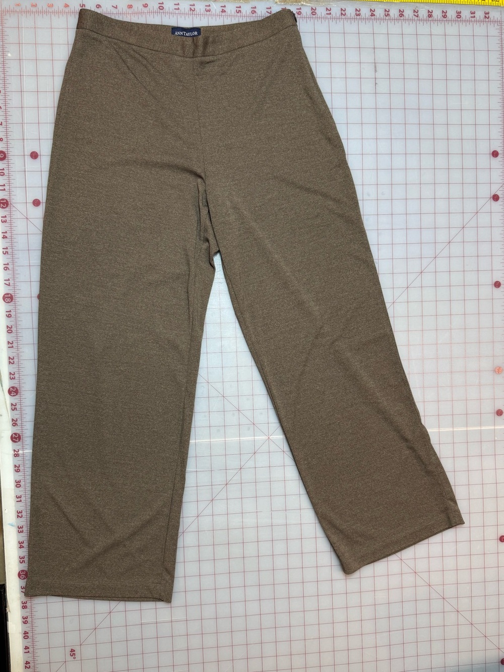 Women’s Ann Taylor side zip Brown Wide-Leg knit pants